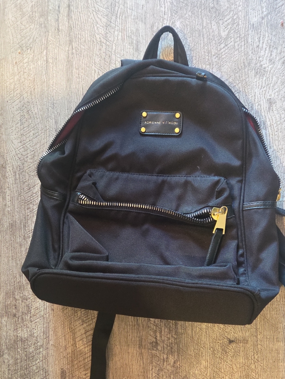 Adrienne Vittadini Black Backpack with Gold Accents
